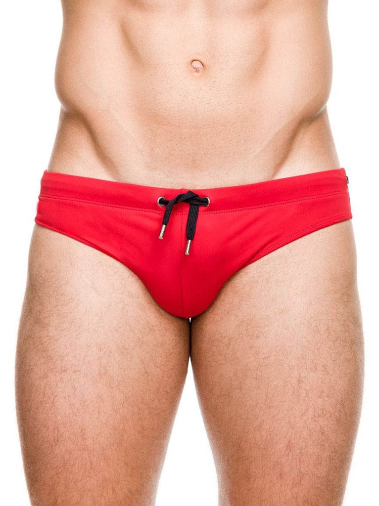 menaful Red / M Men's Solid Color Sexy Triangle Swim Briefs