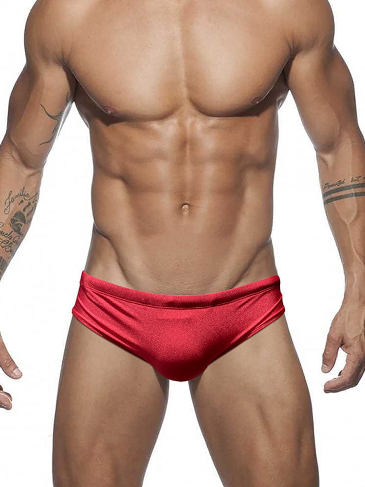 MENAFUL™ Red / M Men's Solid Color Shiny Sexy Triangle Swim Briefs