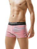 menaful Red / M Men's Striped Home Low Waist Sexy Boxer Briefs