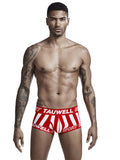 menaful Red / M Men's Striped Mid-Low Waist Cotton Boxer Briefs