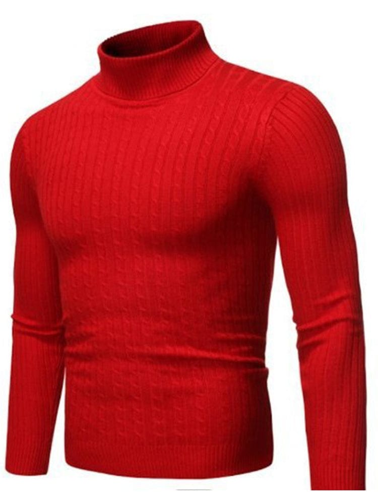 menaful Red / M Men's Turtleneck Bottoming Sweater