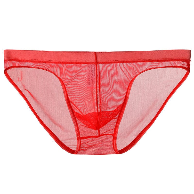 menaful Red / M Mesh Low Waist Sexy Pouch Bag Briefs