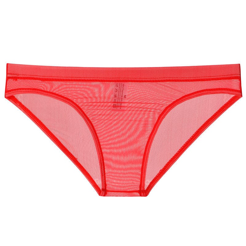 menaful Red / M Sheer Mesh Bagless Skinny Briefs