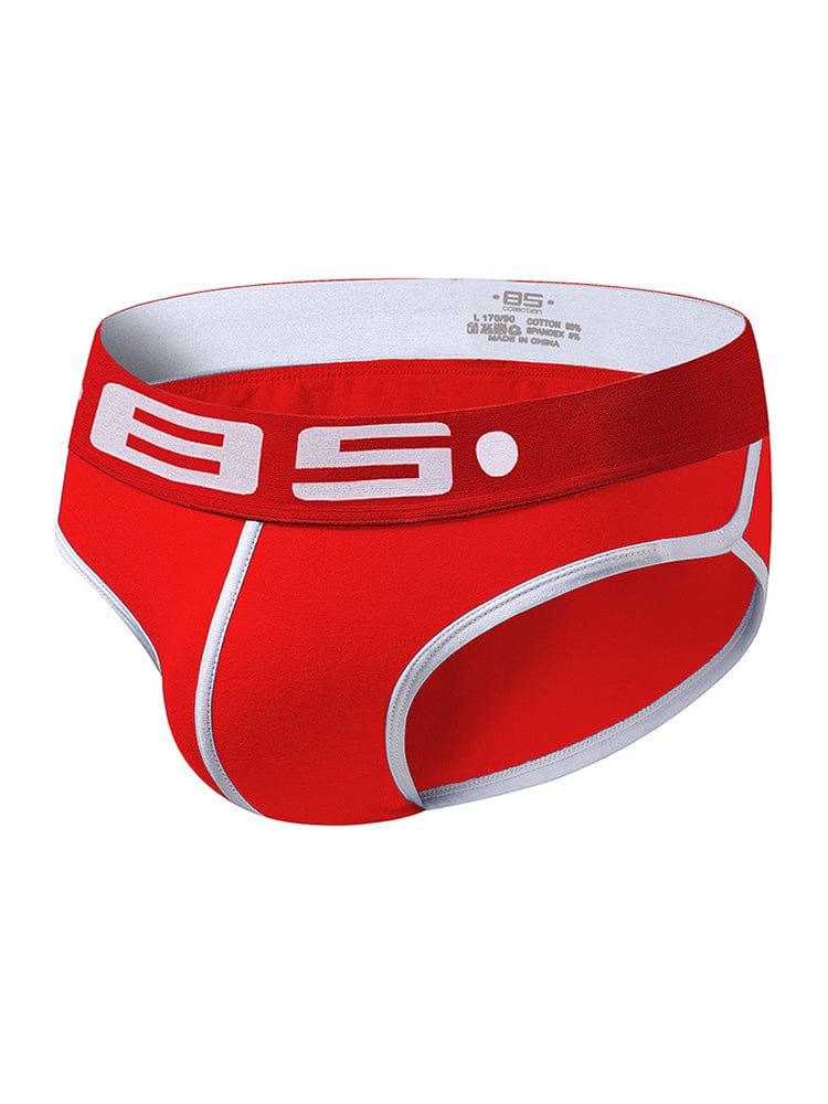 menaful Red / M Solid Color Cotton Breathable Comfort Briefs