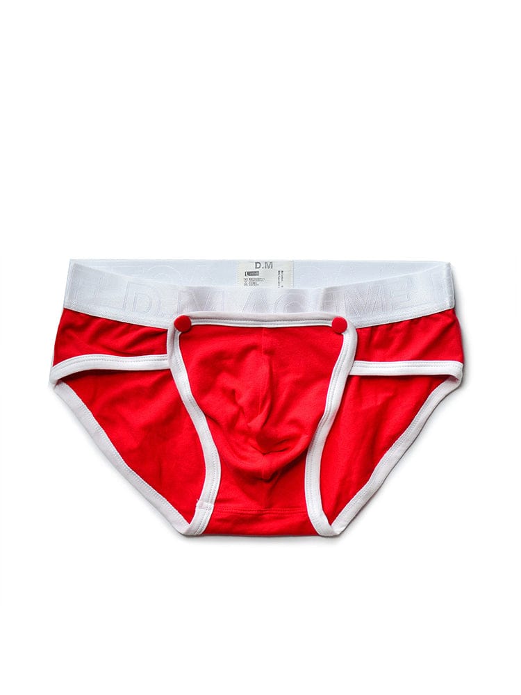 menaful Red / M Sports Button Cotton Briefs