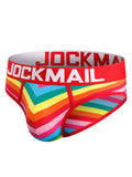 menaful Red / M Striped Rainbow Cotton Breathable Low Waist Men's Briefs