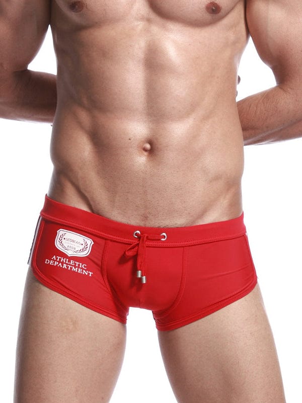 menaful Red / M Summer Men's Nylon Boxer Swim Trunks