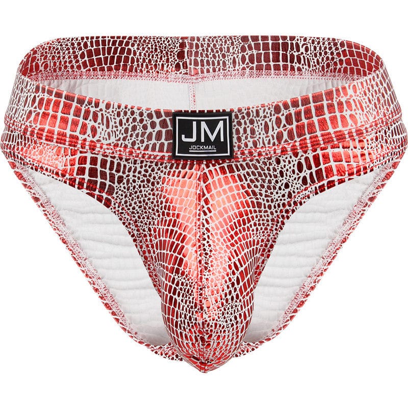 menaful Red / M Triangular Snakeskin Print Briefs