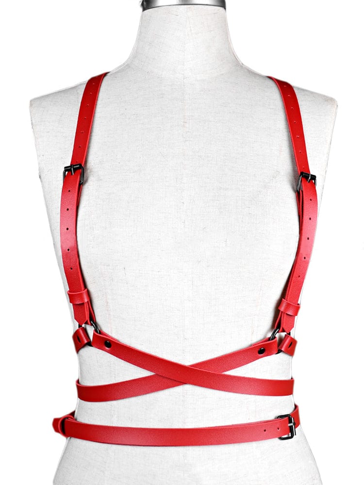 menaful Red / One Size Sexy Corset Temptation Suspenders Harness