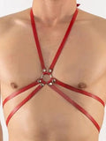 menaful Red / One Size Sexy Tuning Outfit Corset Studded Bondage Belt Harness