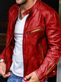 menaful Red / S Autumn And Winter Men's PU Leather Jacket