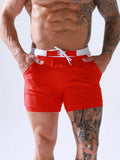 menaful Red / S Men's Nylon Solid Color Swim Trunks