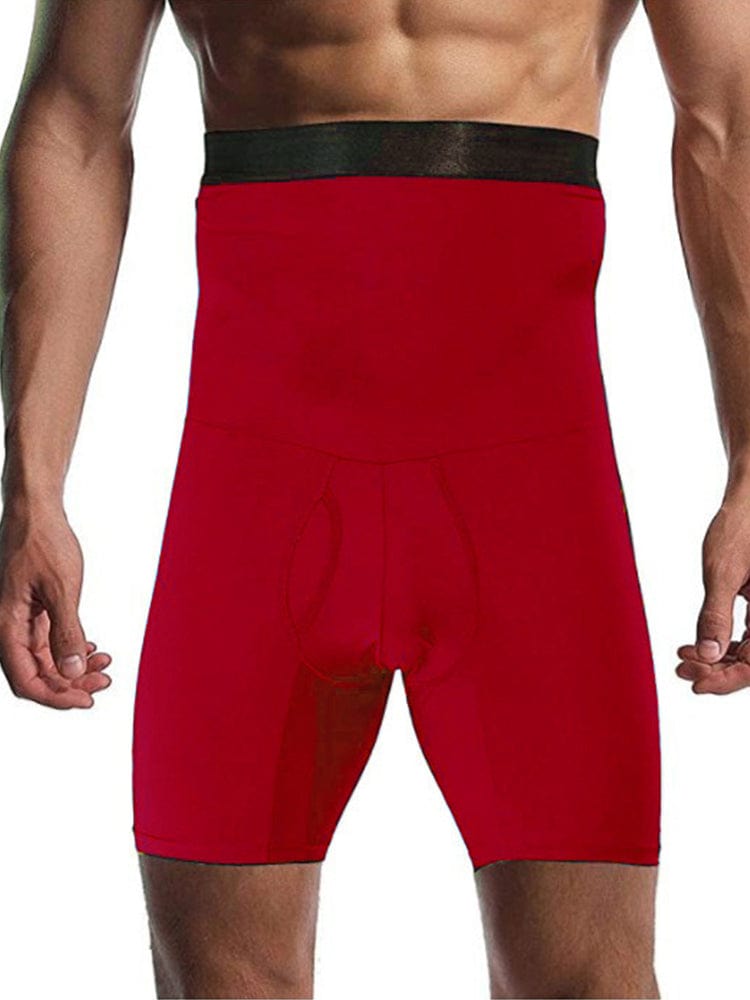 menaful Red / S Men's Silicone Anti-Slip High Waist Shaping Boxer Briefs