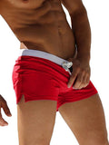 menaful Red / S Men's Solid Color Beach Quick-drying Flat Swim Trunks