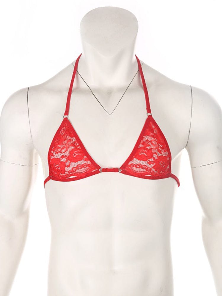 menaful Red-Style A / S Men's Adjustable Breastless Bra