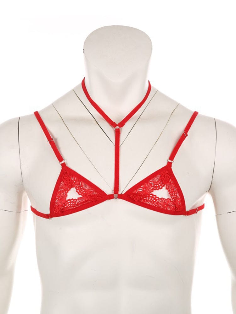 menaful Red-Style B / S Men's Adjustable Breastless Bra