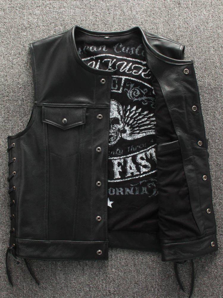 menaful Rock Motorcycle Vest In Top-Grain Leather