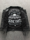 menaful Rock Motorcycle Vest In Top-Grain Leather