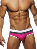 menaful Rose Red / M Men's Color Block Pouch Swim Briefs