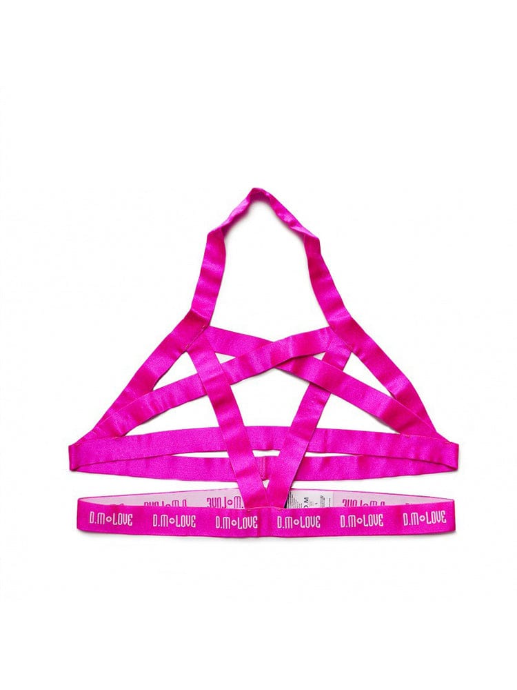 menaful Rose Red / M Men's Fashion Letters Hollow Harness