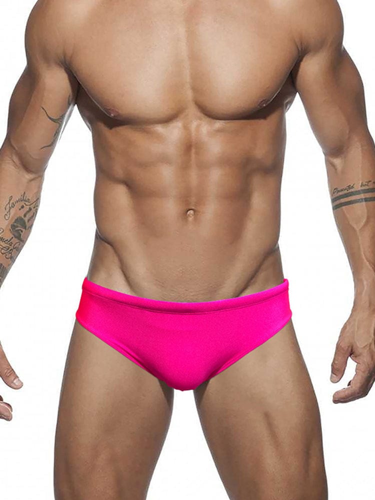 MENAFUL™ Rose Red / M Men's Solid Color Shiny Sexy Triangle Swim Briefs