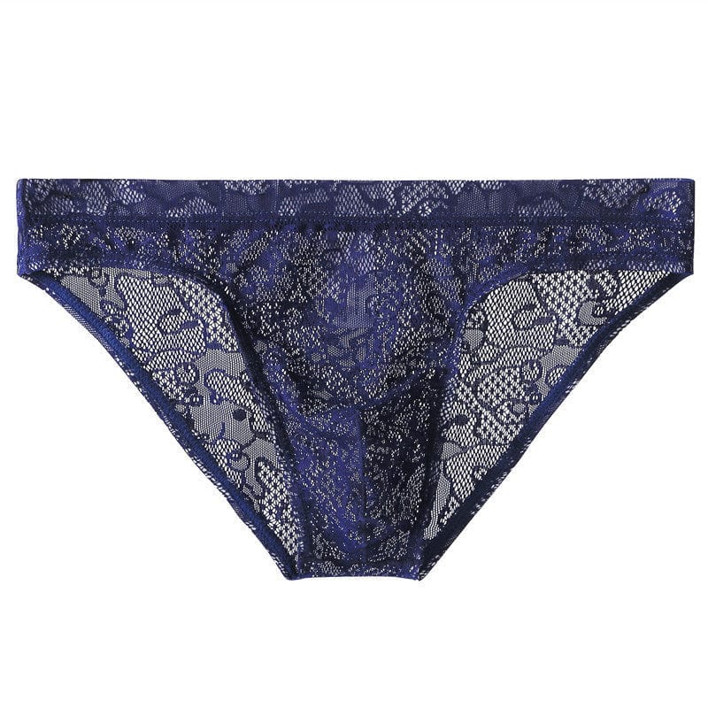 menaful Royal Blue / M Lace Sheer Briefs