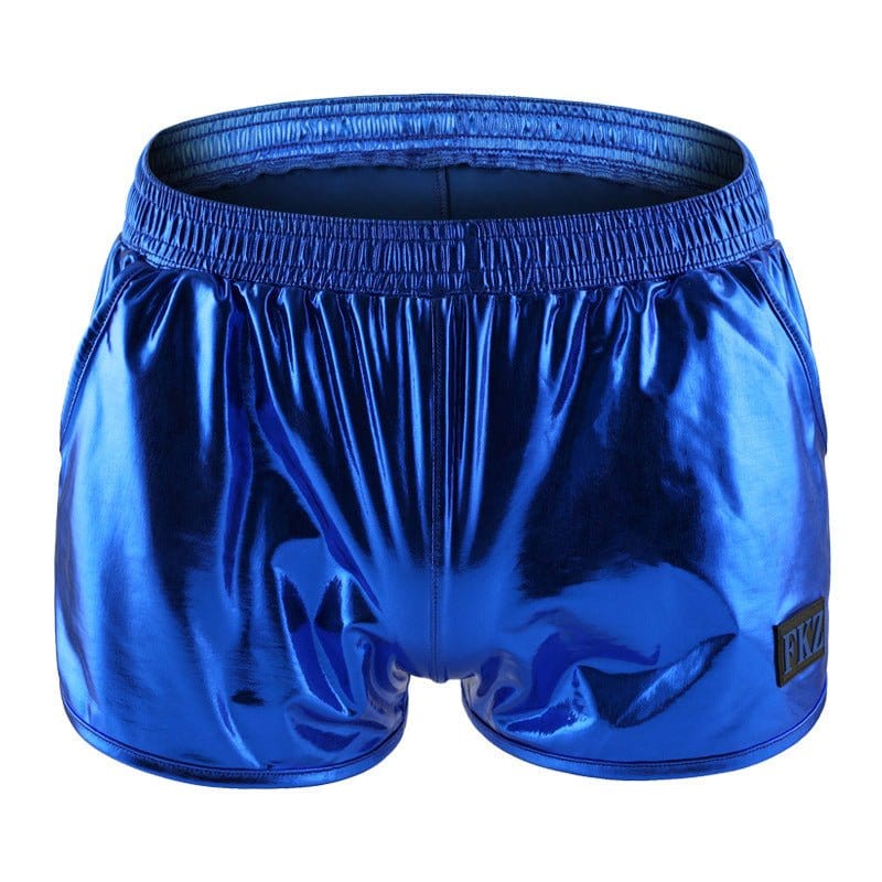 menaful Royal Blue / S Bronze Faux Leather Stretch Ice Silk Boxer Briefs