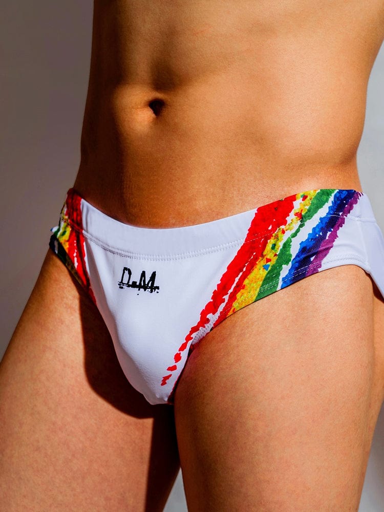 menaful Sexy Rainbow Swim Briefs