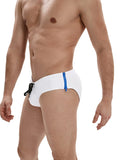 menaful Side Double Zip Sexy Swim Briefs - White