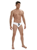 menaful Side Double Zip Sexy Swim Briefs - White