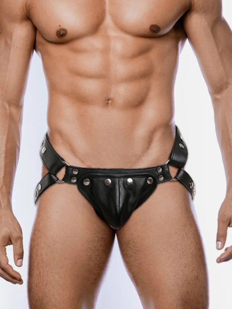 menaful Silver / 28 Tight Butt Lift Genuine Leather Thong