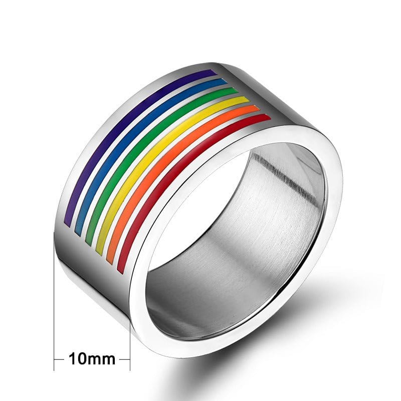 Menaful™ Silver / 7 10mm Rainbow Ring PR-006