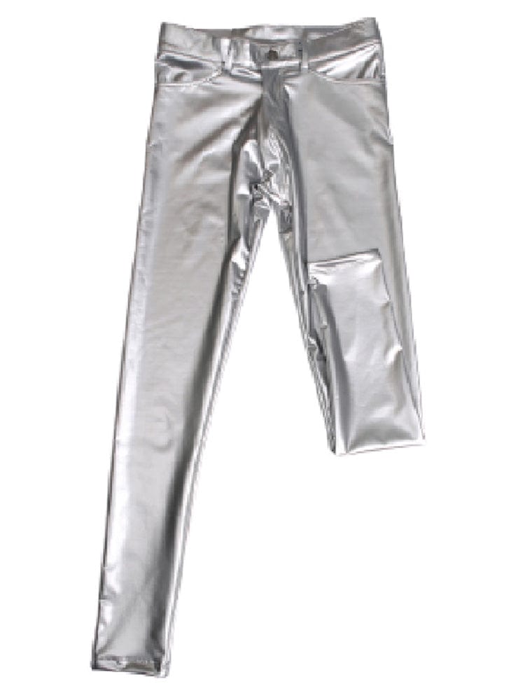 menaful Silver / ES Skinny Motorcycle Men's PU Leather Pants