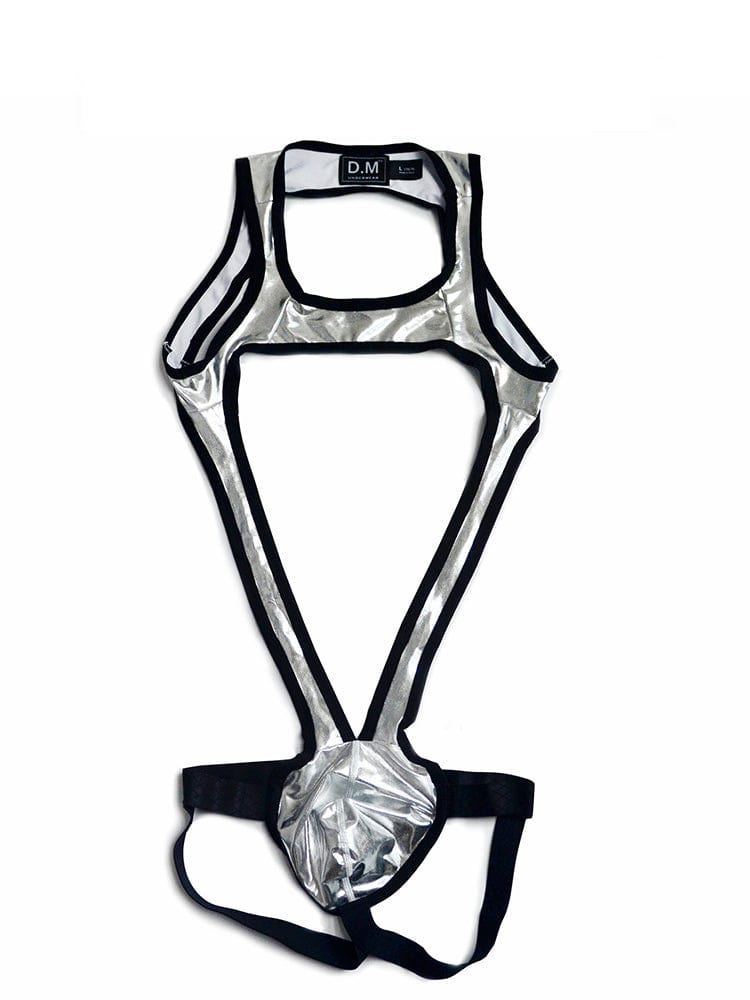 menaful Silver / M Men's Low Waist Sexy Shiny Straps Thong