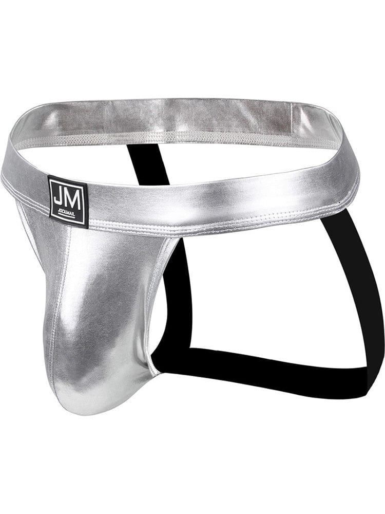 menaful Silver / M Men's Open Crotch Leather Double Thong