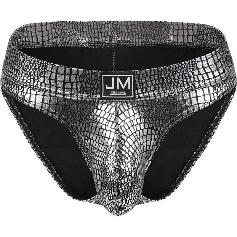 menaful Silver / M Triangular Snakeskin Print Briefs