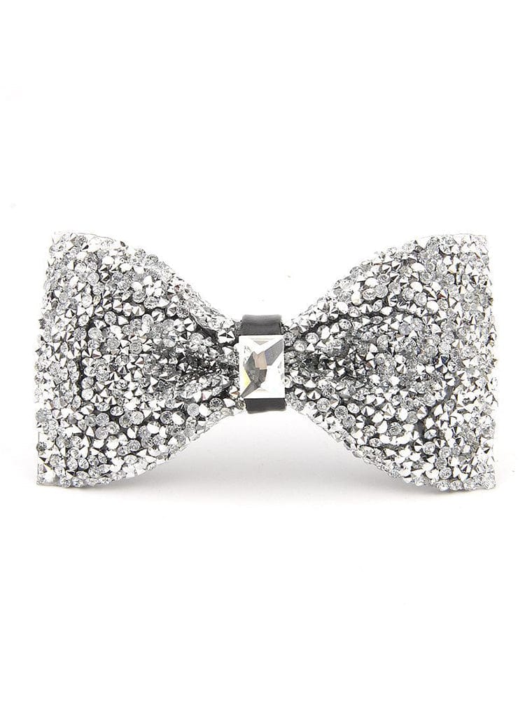 menaful Silver Men's Zircon Bow Ties