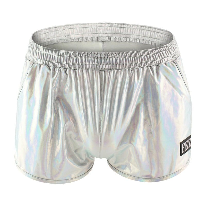 menaful Silver / S Bronze Faux Leather Stretch Ice Silk Boxer Briefs