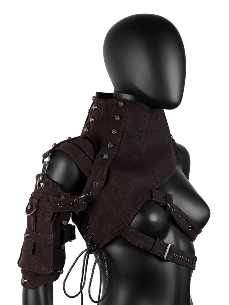 menaful Skin Feel Leather Brown / One Size Steampunk Leather Armor-style Shoulder Bag