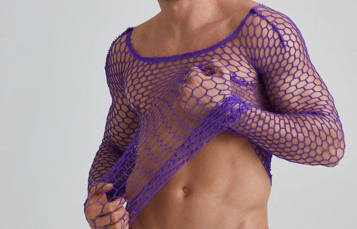 menaful sleeves Men's Mesh Fishnet Long Sleeves