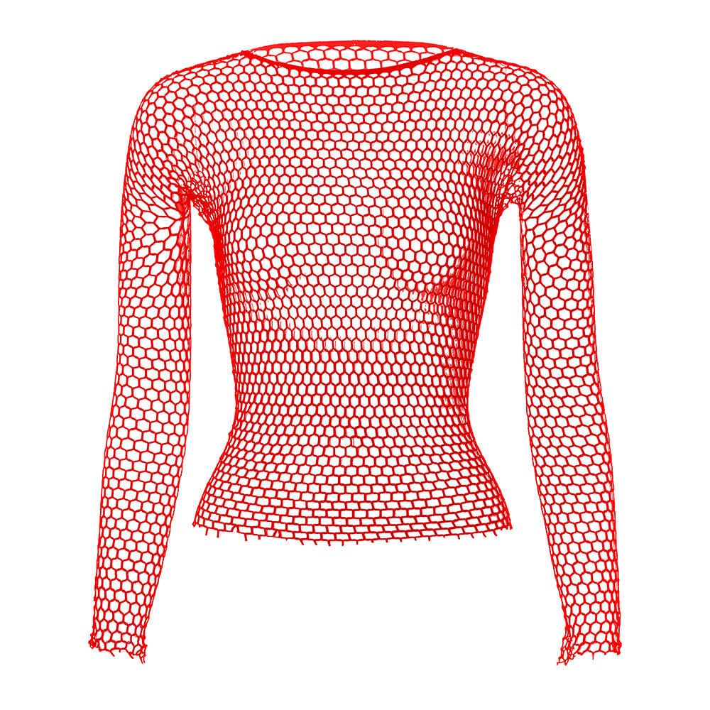 menaful sleeves Red / One Size Men's Mesh Fishnet Long Sleeves