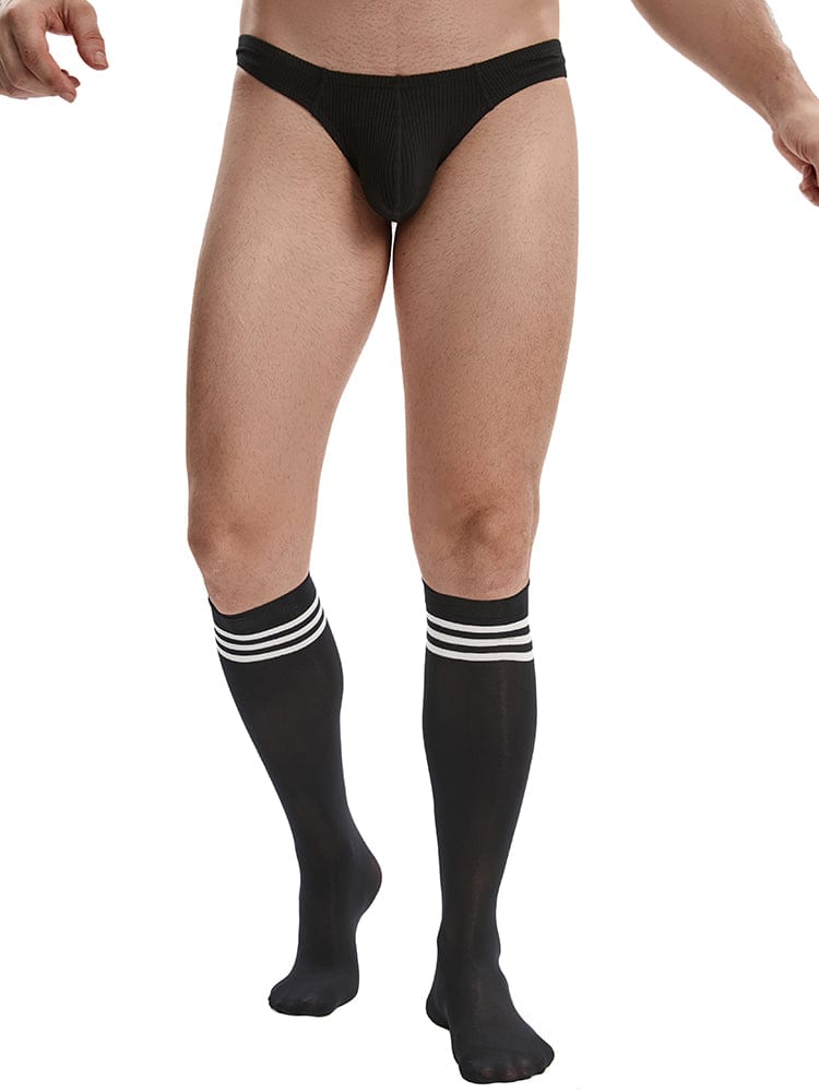 menaful socks Men's Striped Stockings - Black