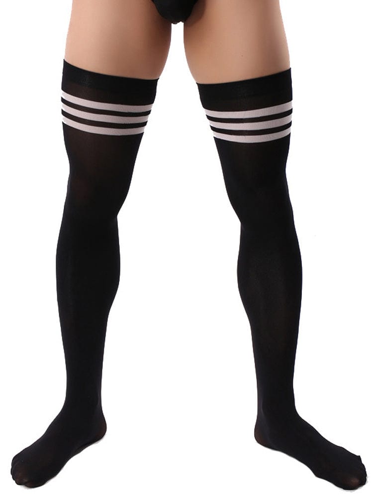 menaful socks White / 53cm Men's Striped Stockings - Black