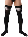 menaful socks White / 53cm Men's Striped Stockings - Black