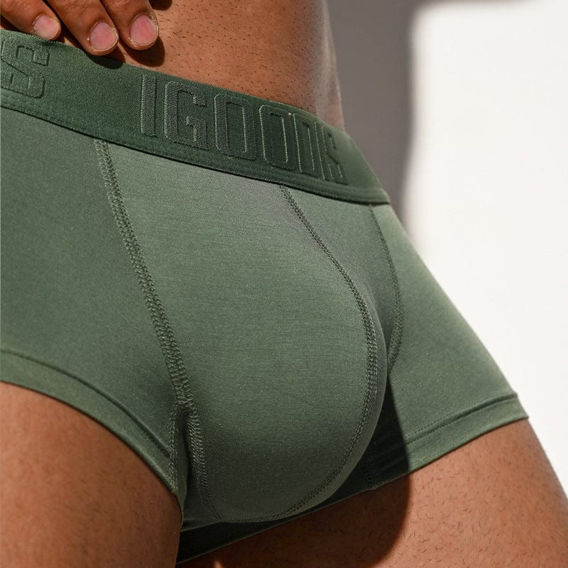 menaful Solid Color Breathable Comfort Boxer Briefs