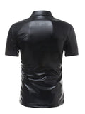 menaful Solid Color Lapel Bottoming T-shirt