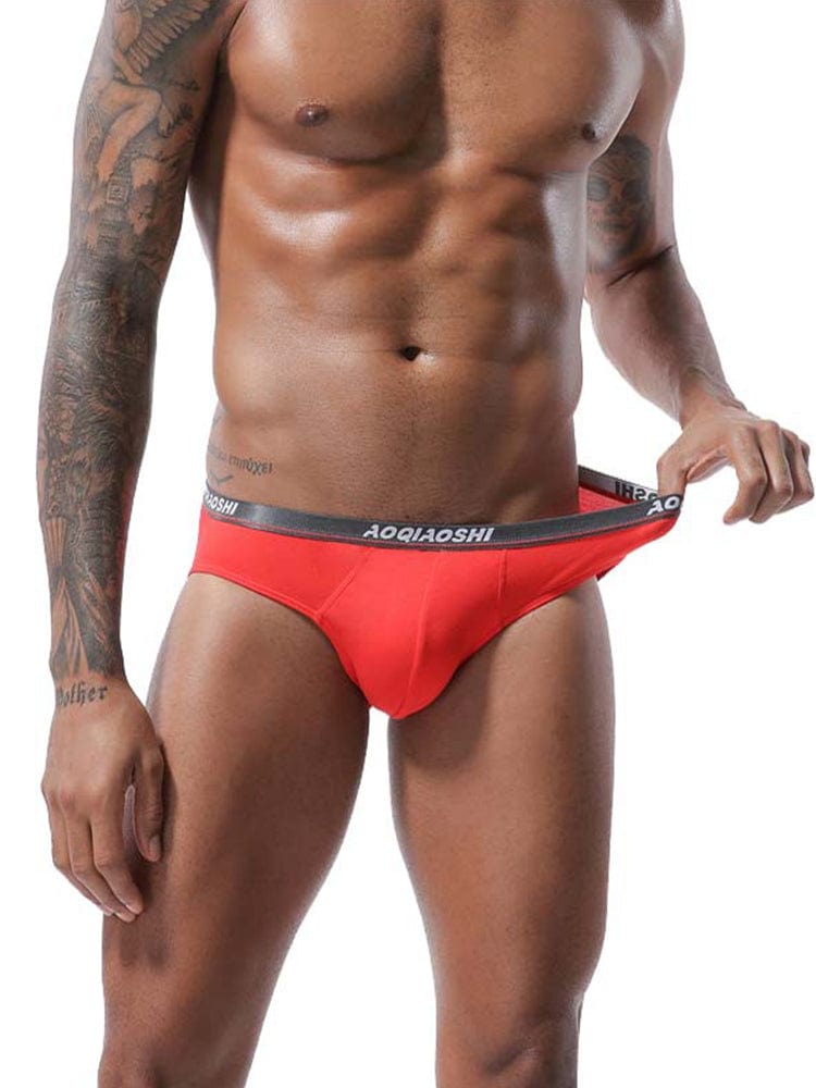 menaful Solid Color Modal Double Layer U Convex Large Pouch Briefs