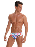 menaful Solid Color Printed Men's Swim Briefs