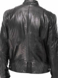 menaful Stand Collar Slim Fit Pu Leather Jacket