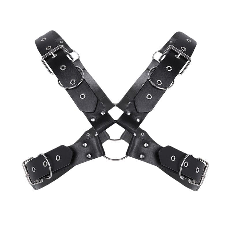 menaful strap Black / One Size PU Leather Rivets Sexy Chest Strap